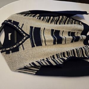 Chaps Navy and Gray Striped Sweater